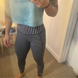 Athleta navy striped workout leggings